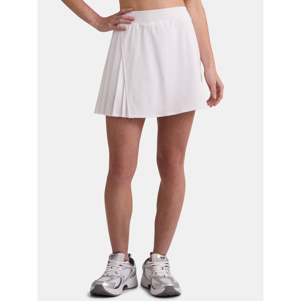 Avia Womens White Athletic Skirt w/ Built in Shorts Pull On Pleated Size Medium